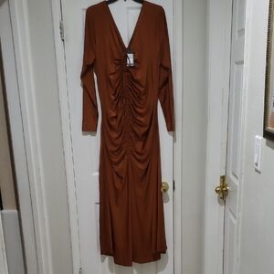 City Chic Rust Long Sleeve Dress